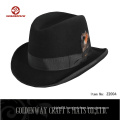 Custom New arrival fahion wool felt mens black fedora hat